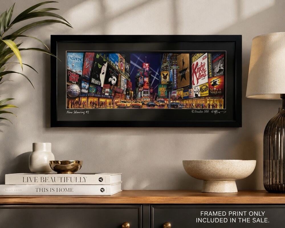 Vintage New York Times Square Broadway 3D Paper Sculpture Framed Artwork NYC